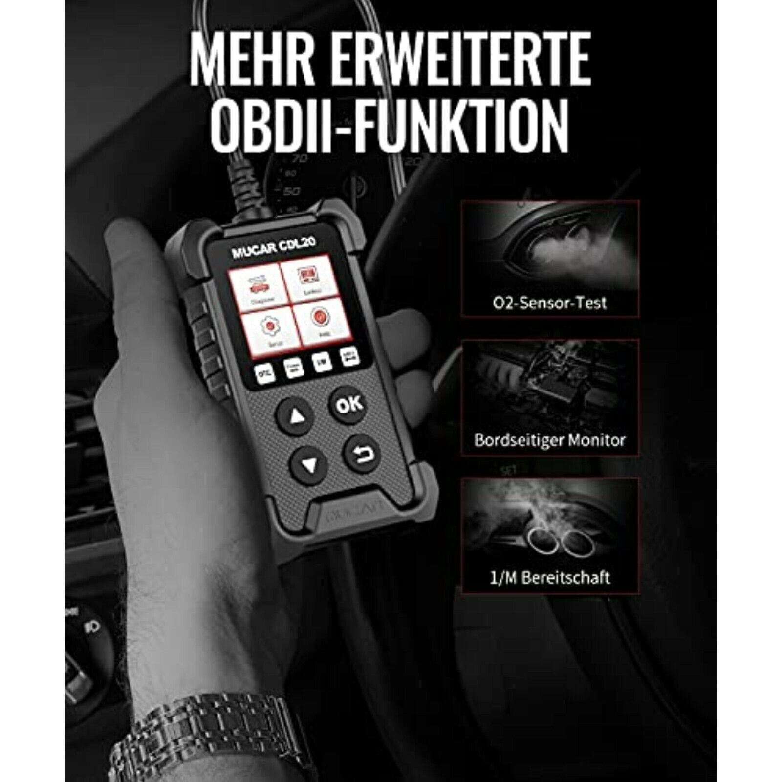 mucar OBD2 Diagnosegerät, CDL20 OBD2/EOBD diagnosegerät Auto, Universal KFZ-
