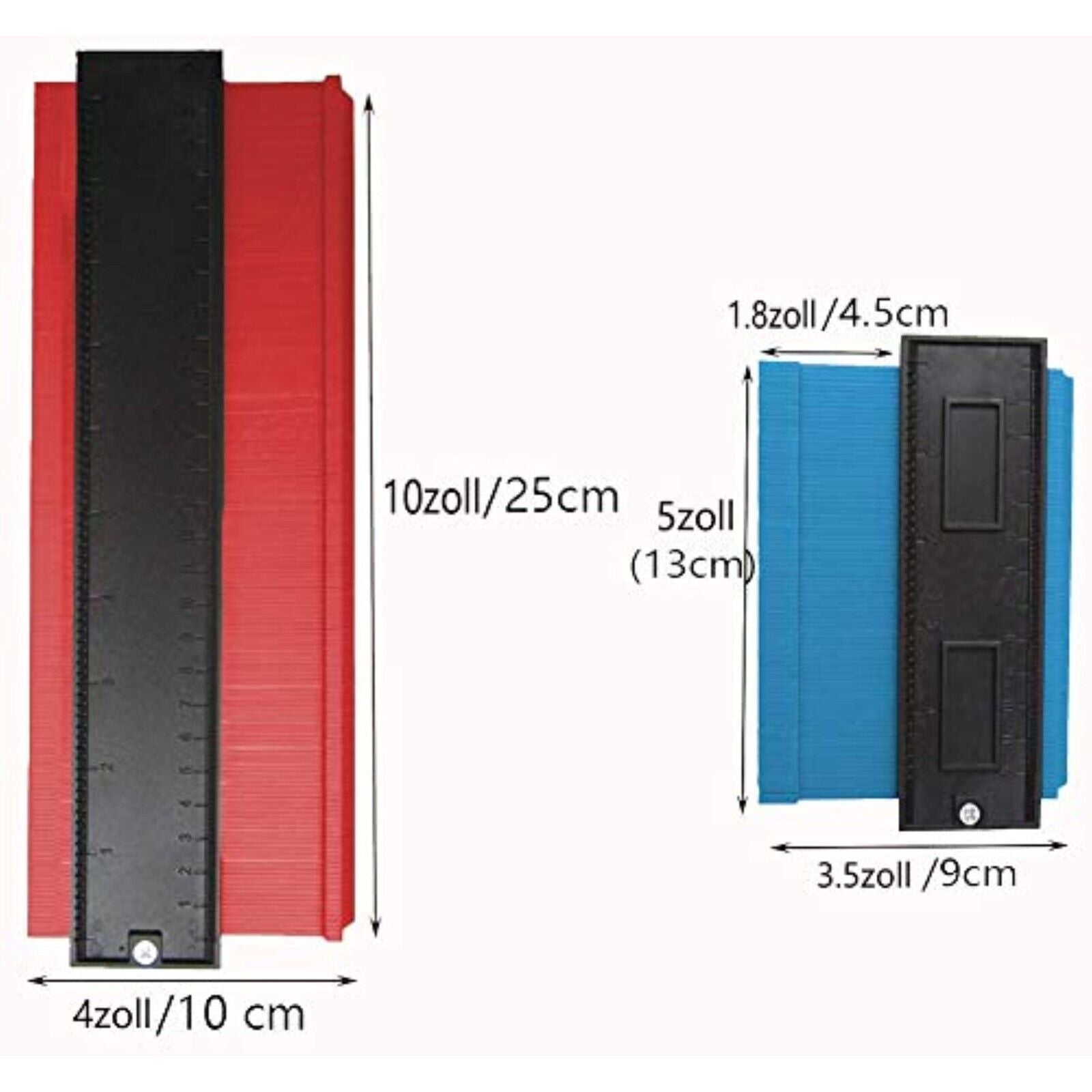 2x KONTUR KONTURENLEHRE 250mm&130mm MESSGERÄT KONTURMESSGERÄT ECKEN LAMINAT neu