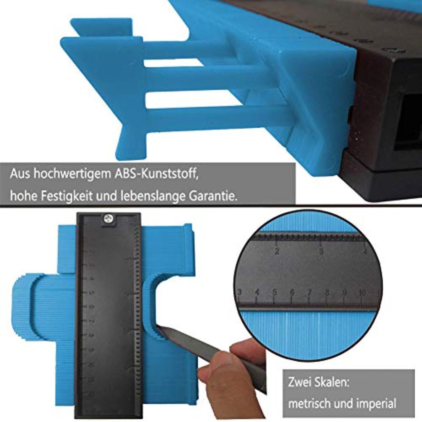 2x KONTUR KONTURENLEHRE 250mm&130mm MESSGERÄT KONTURMESSGERÄT ECKEN LAMINAT neu