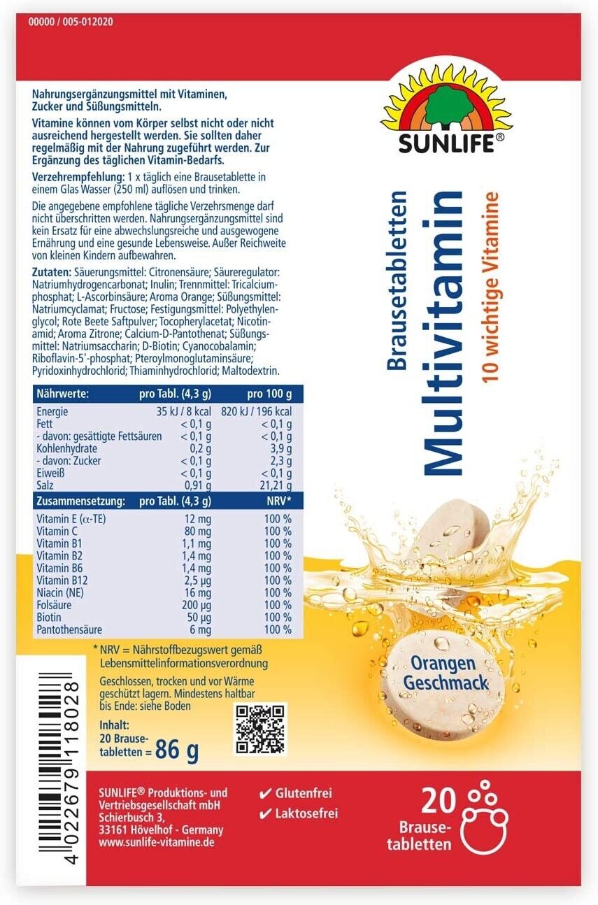 Sunlife Multivitamin Effervescent Tablets 3x20 Pieces 3-Pack Megapack 