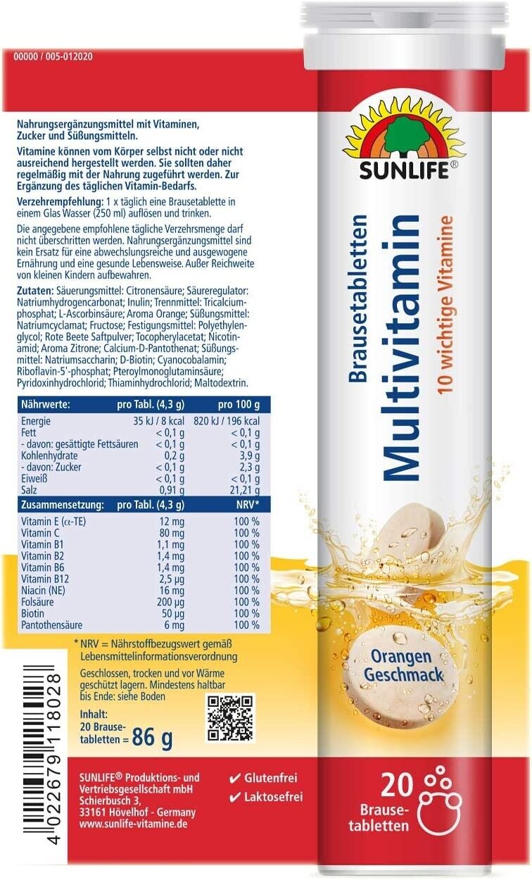 Sunlife Multivitamin Effervescent Tablets 3x20 Pieces 3-Pack Megapack 