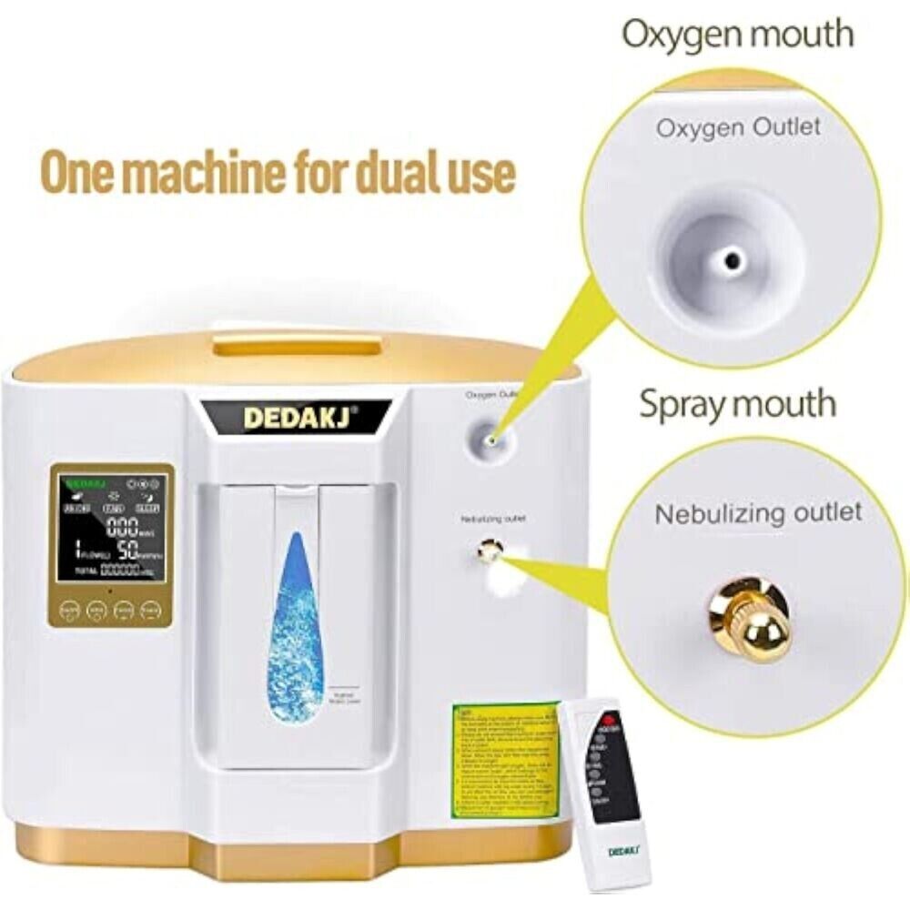 DEDAKJ Oxygen Concentrator 1-7L/min O2 Generator Portable High Purity 93% 