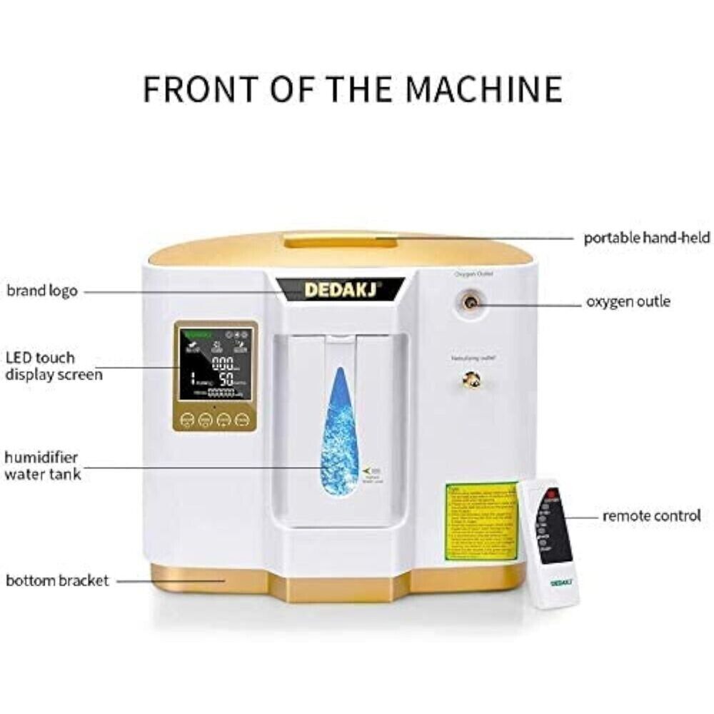 DEDAKJ Oxygen Concentrator 1-7L/min O2 Generator Portable High Purity 93% 