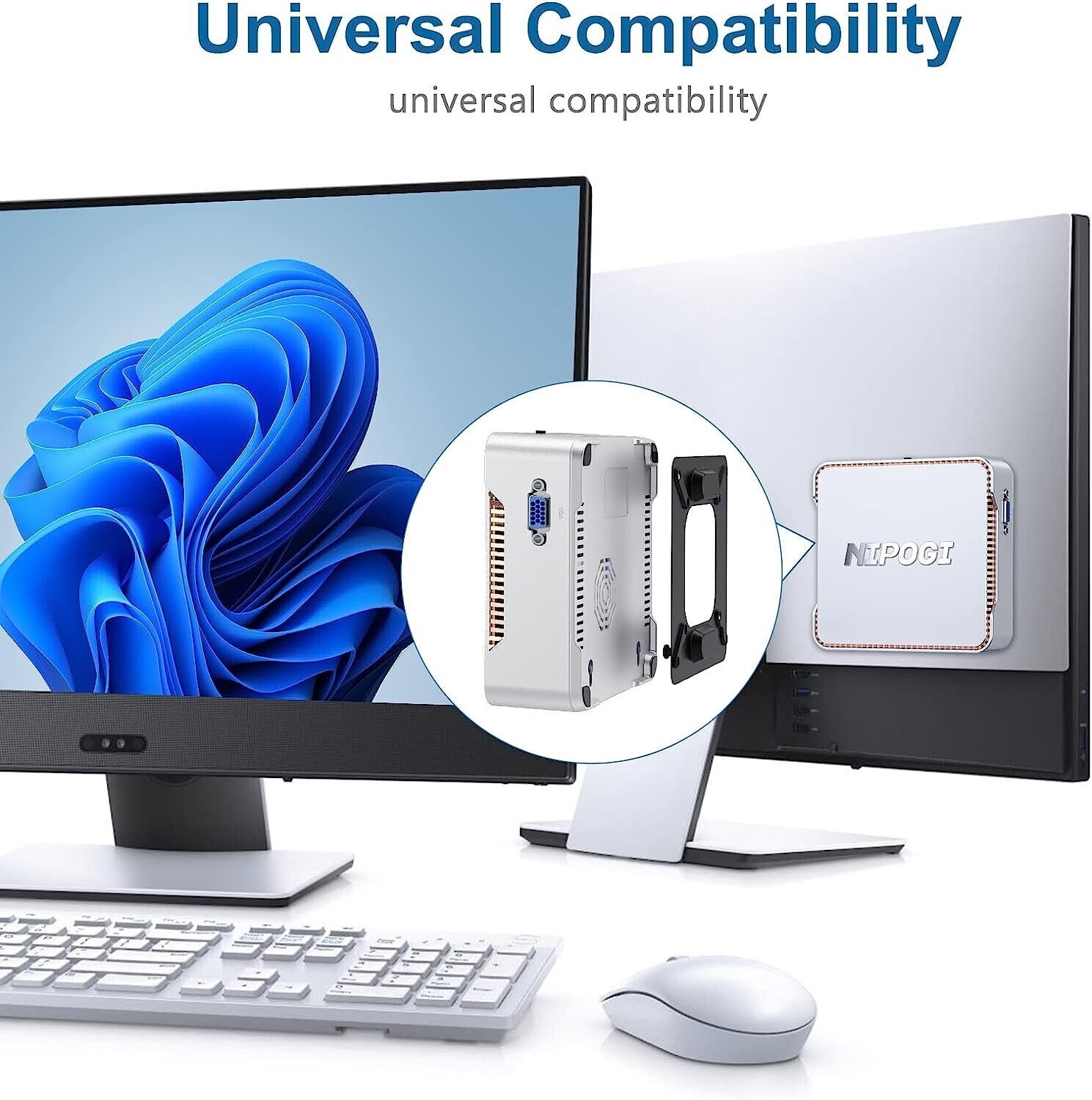 Mini Desktop PC Windows 11 Pro 16GB RAM 256GB ROM Up to 2TB Intel 2.4Ghz Celero 