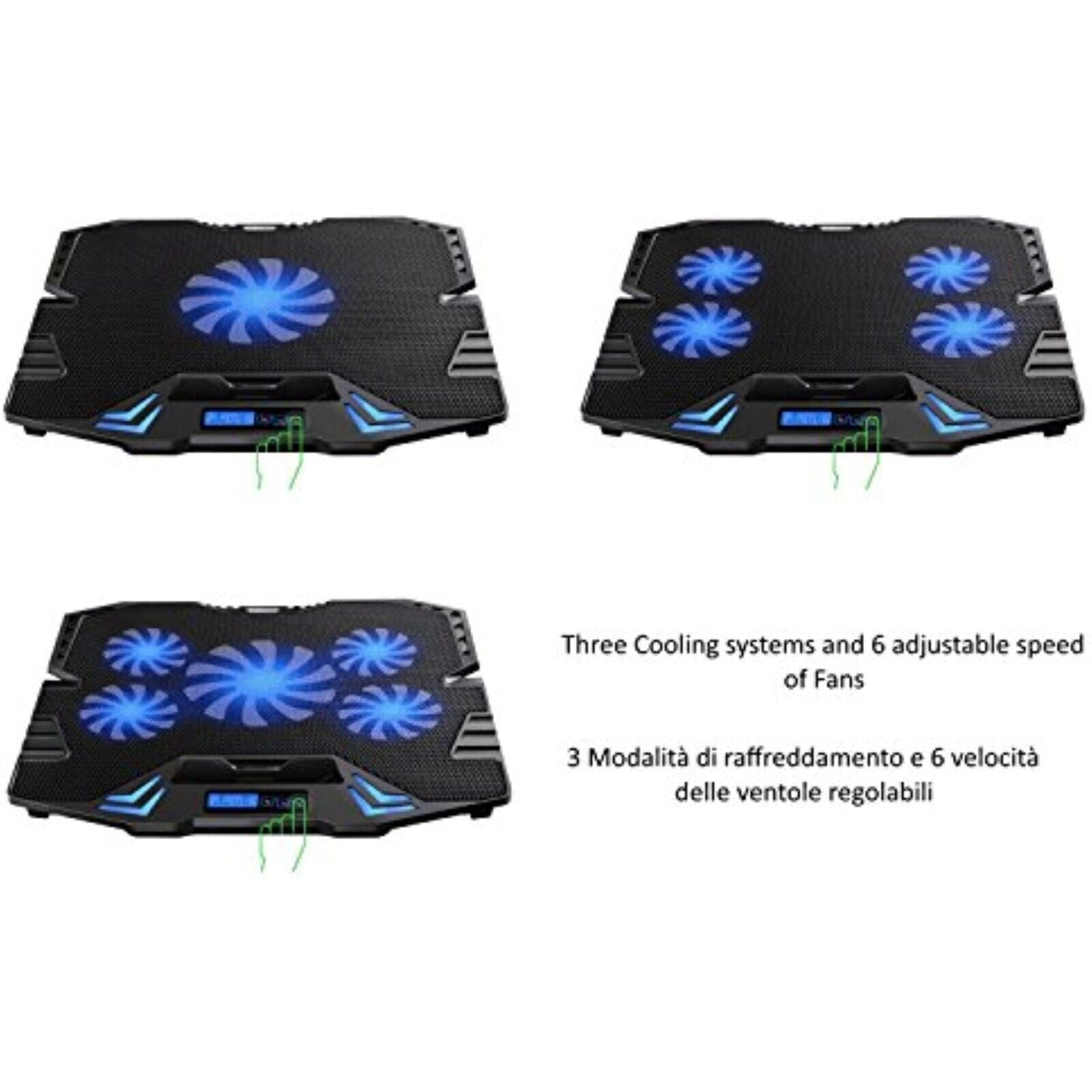 EW1259 NOTEBOOK LAPTOP COOLER COOLING PAD STAND BLUE LED FAN For 12-17 inch 