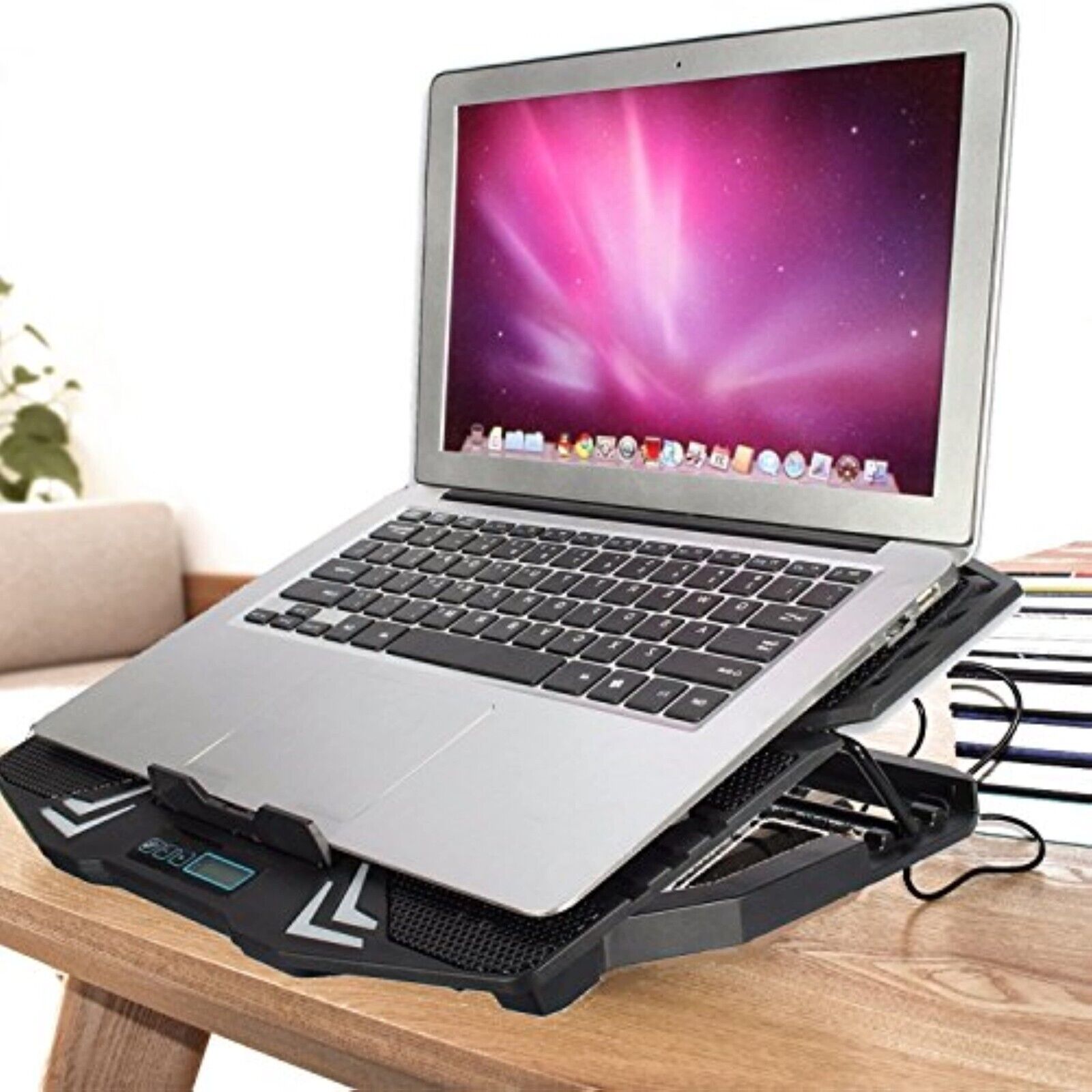 EW1259 NOTEBOOK LAPTOP COOLER COOLING PAD STAND BLUE LED FAN For 12-17 inch 