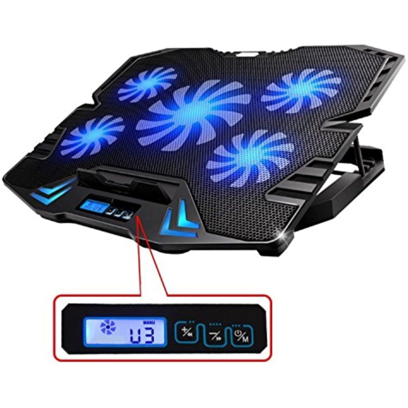 EW1259 NOTEBOOK LAPTOP COOLER COOLING PAD STAND BLUE LED FAN For 12-17 inch 