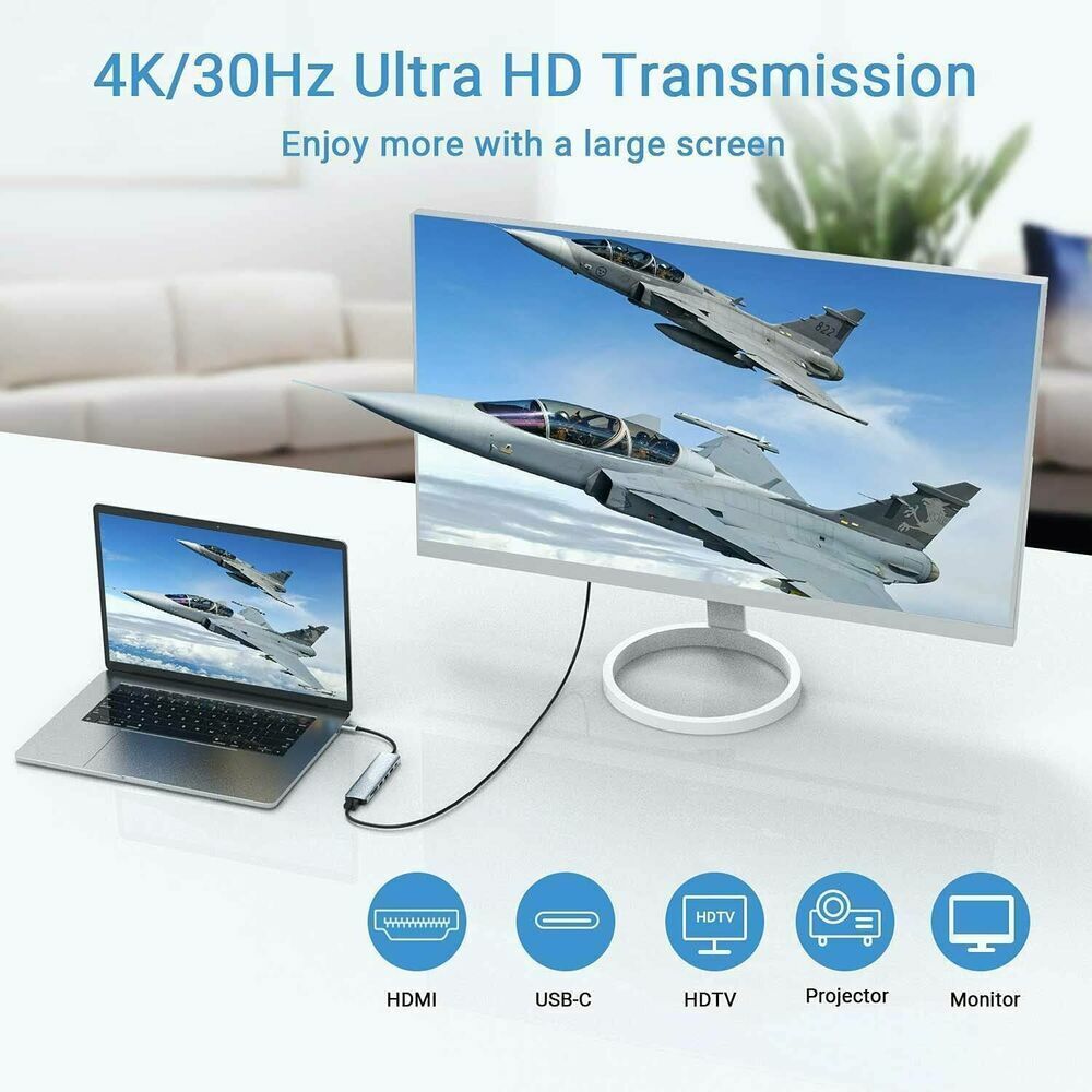 USB C Hub, USB C Adapter MacBook Pro Adapter, 7 in 1 mit 4K HDMI-Ausgang