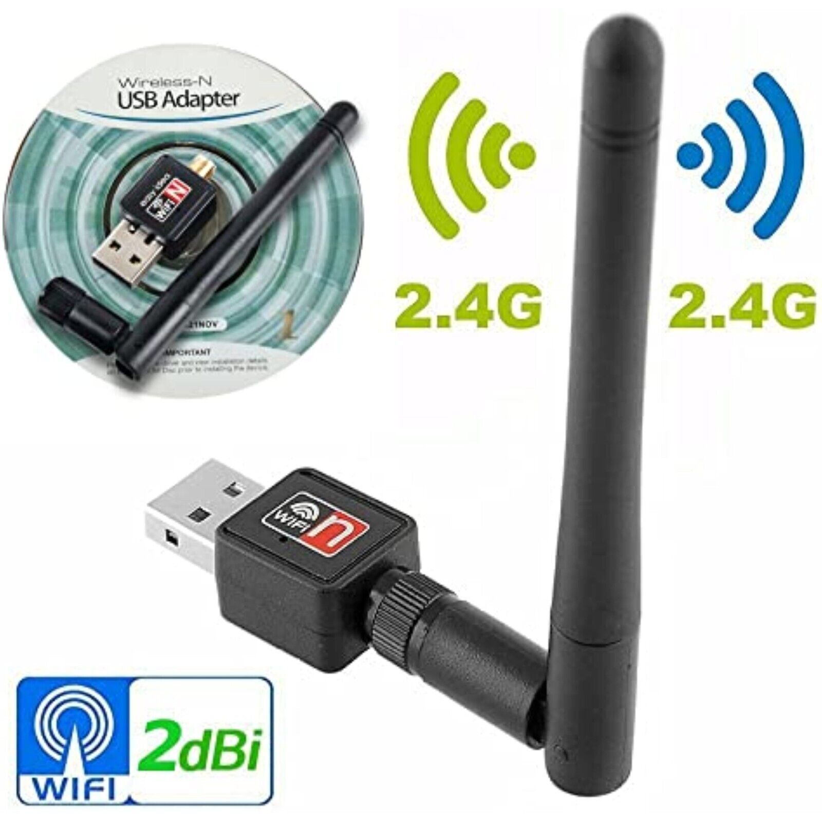 Mini WiFi Wireless Stick  Adapter WLAN 150Mbit 2dBi Drahtlos Dongle USB 2.0 NEU