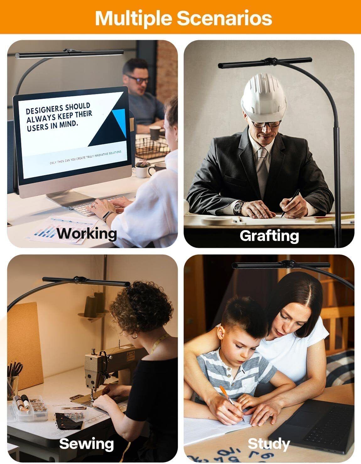 Desk lamp LED dimmable - desk lamp clampable eye protection table lamp 