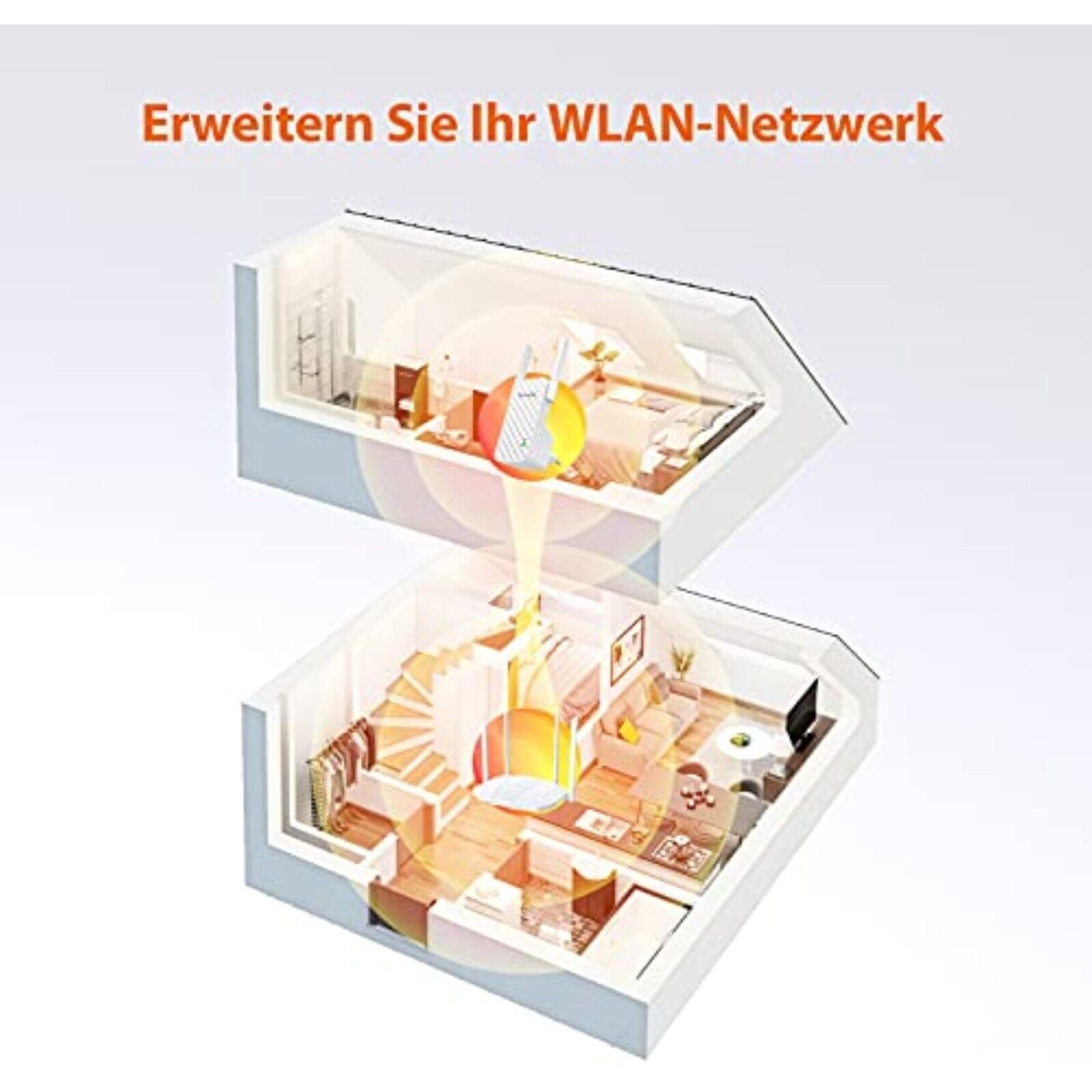 Tenda A9 N300 Universal WLAN Verstärker Repeater 300Mbps 2* 3 dBi Antennen Weiß