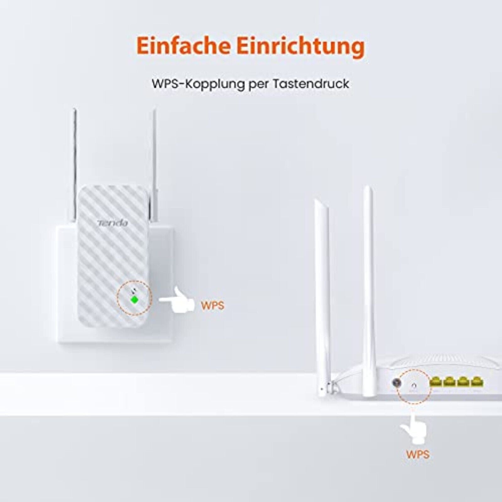 Tenda A9 N300 Universal WLAN Verstärker Repeater 300Mbps 2* 3 dBi Antennen Weiß