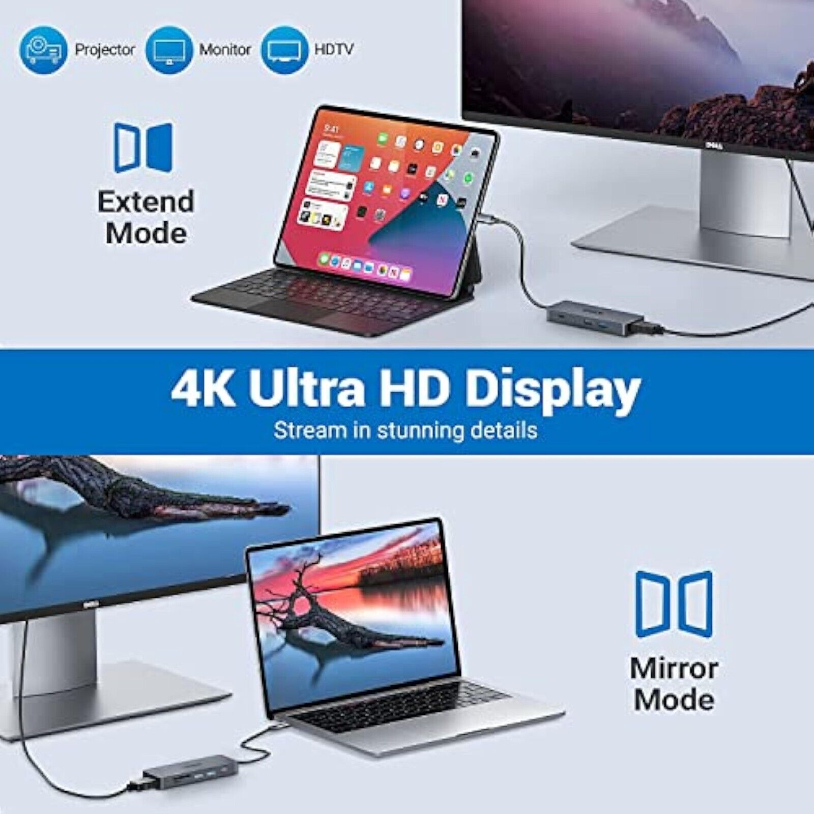 USB C Hub 10 in 1 Typ C Multiport Adapter Dockingstation für MacBook Pro/Air DE