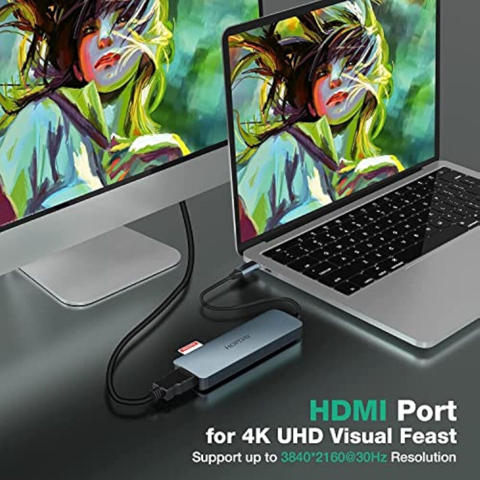 USB C Hub 6 in 1 Adapter HDMI 4K USB 3.0 Micro SD für TV Macbook Laptop Samsung