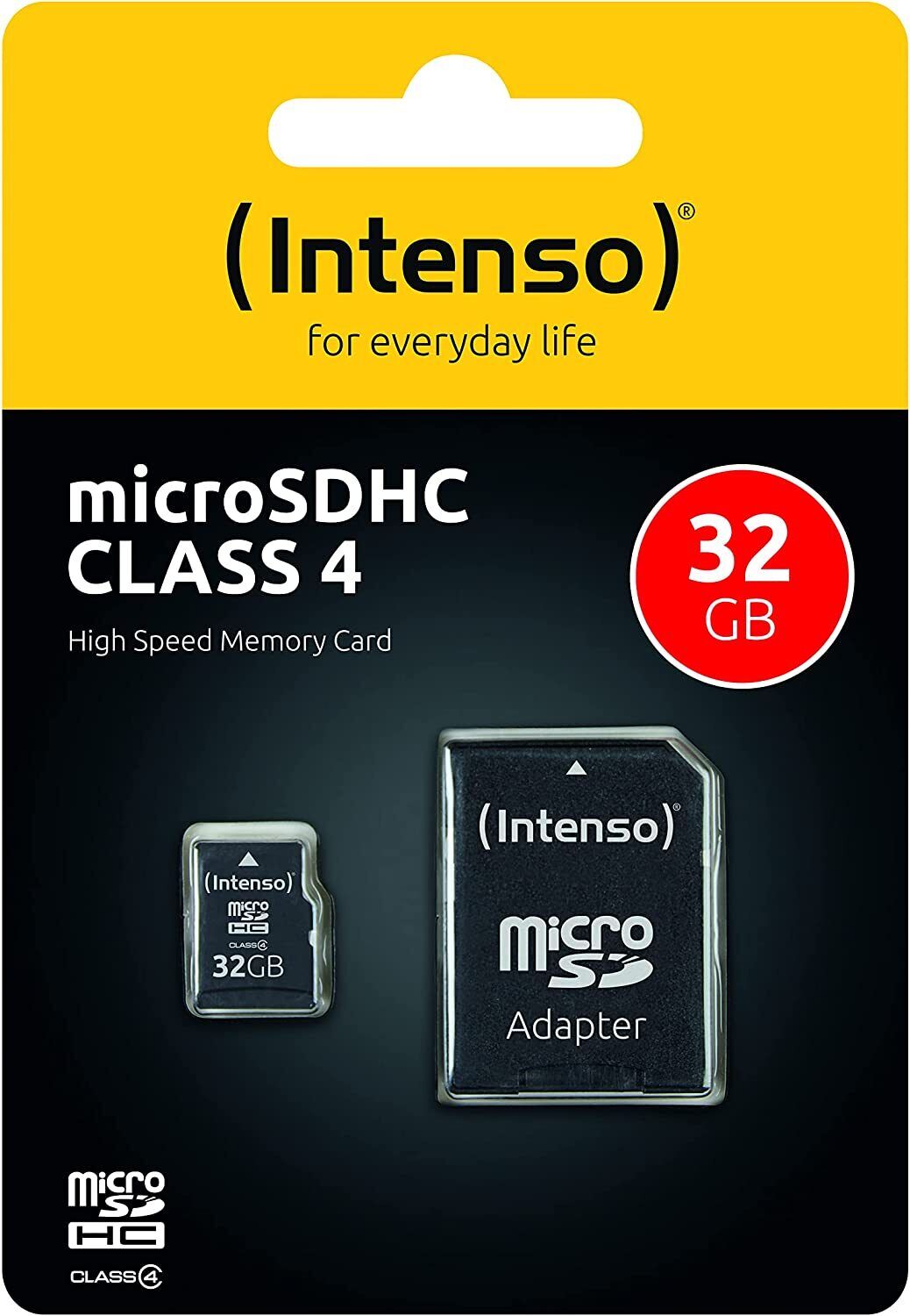 Intenso microSDHC 32GB Class 4 Speicherkarte inkl. SD-Adapter, schwarz