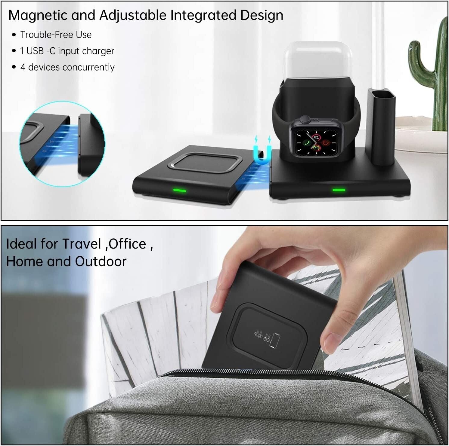 4 in 1 Wireless Charger Charging Station Charger For iWatch iPhone 13 Pro 14 AirPod 