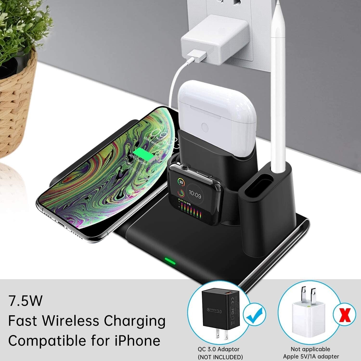 4 in 1 Wireless Charger Charging Station Charger For iWatch iPhone 13 Pro 14 AirPod 