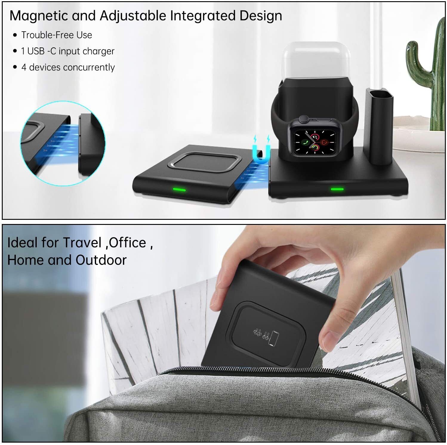 4 in 1 QI Wireless Charger Charging Station for Apple Watch / iPhone / Air Pod