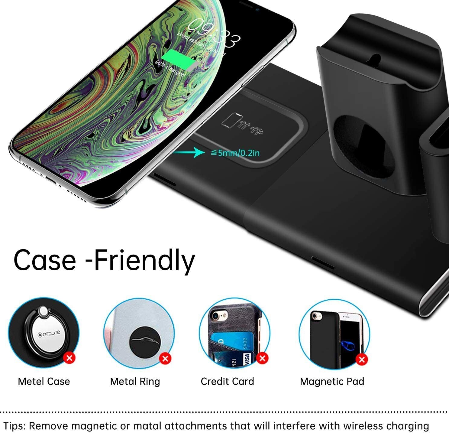 4 in 1 QI Wireless Charger Charging Station for Apple Watch / iPhone / Air Pod