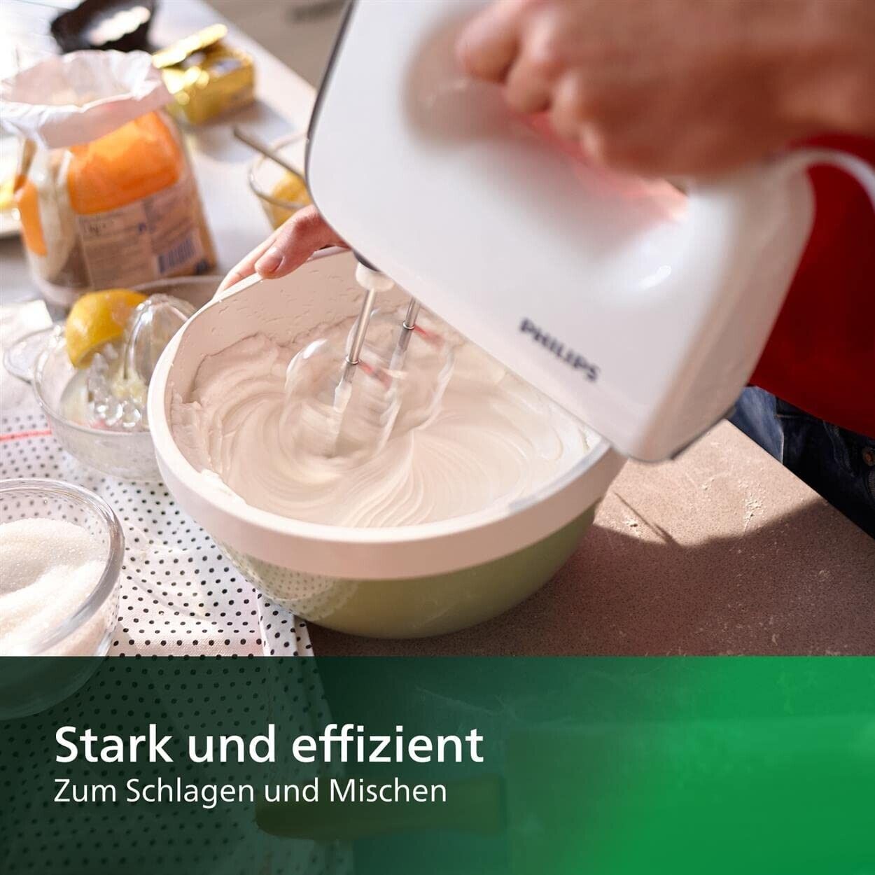 Philips HR3741/00 Handmixer, 450 W, 5 Geschwindigkeiten plus Turbo weiß/schwarz