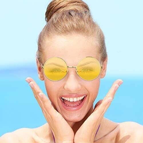 2x Retro Vintage Sunglasses Round Hippie Glasses for Men Women Sunglasses 