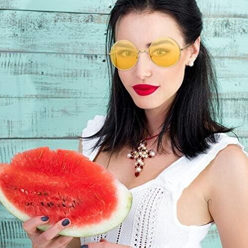2x Retro Vintage Sunglasses Round Hippie Glasses for Men Women Sunglasses 