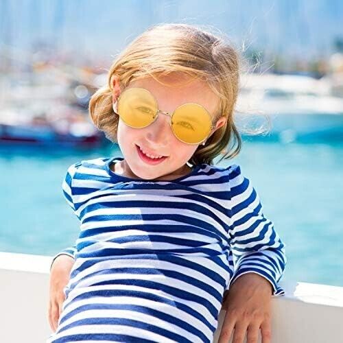 2x Retro Vintage Sunglasses Round Hippie Glasses for Men Women Sunglasses 
