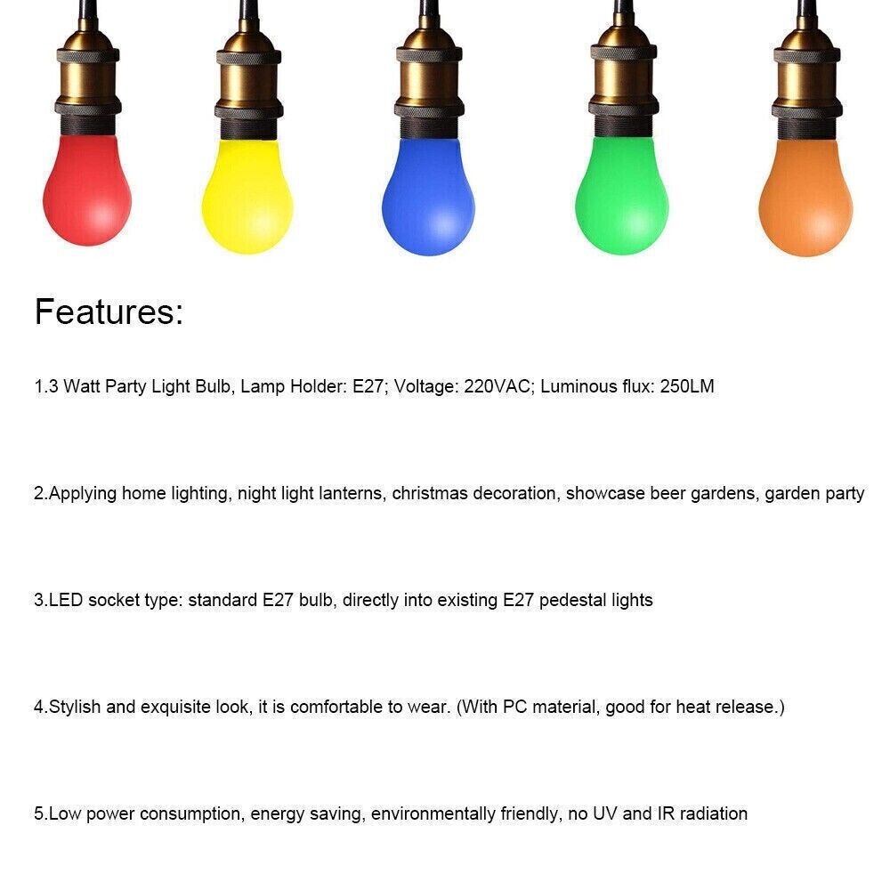 20x colored LED bulbs pear shape 3W E27 mixed colored light bulbs V2