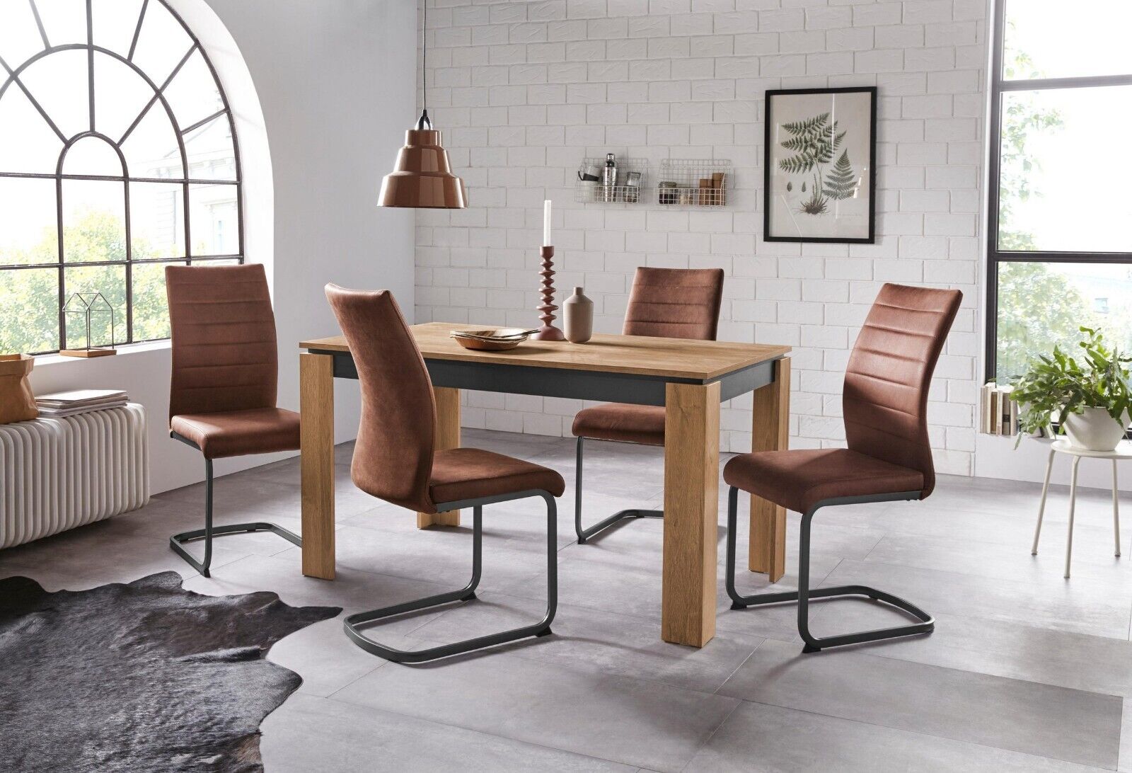 KATRIN DINING TABLE, width 140 cm. Old oak/anthracite, NEW &amp; OVP 