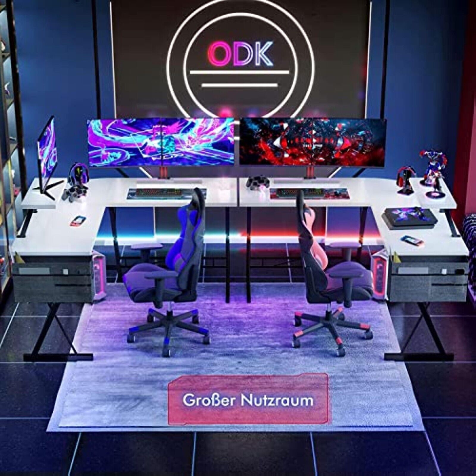 Gaming Table 127x127cm Gaming Desk Gamer Computer Table Ergonomic PC V 
