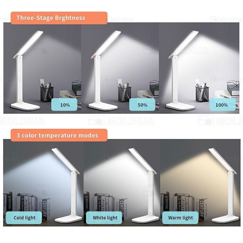 LED desk lamp table lamp dimmable reading lamp office light 7W USB 3 colors DE