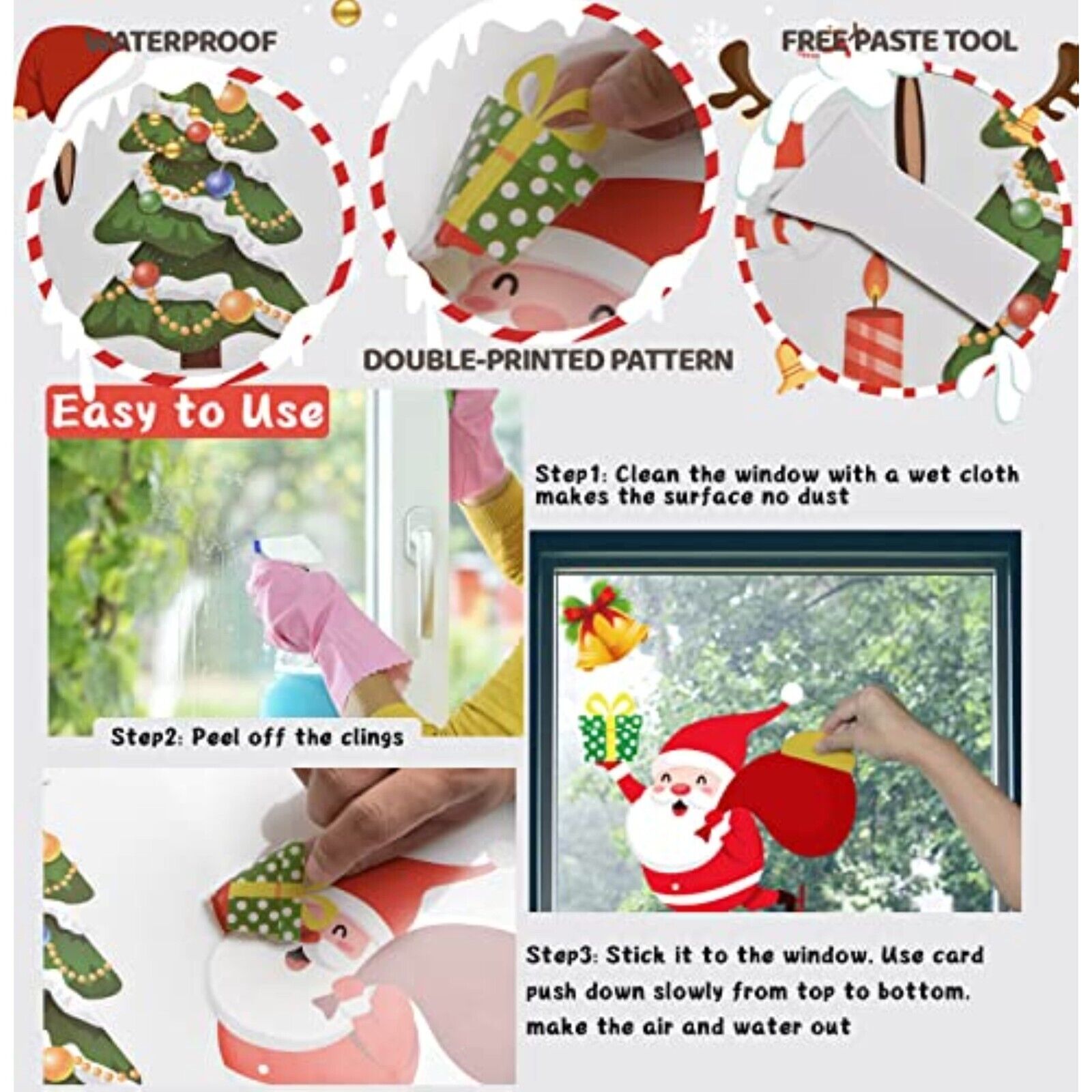 NEU 178 Cartoon Fensterfolie, Fensterdeko Fensterbild Weihnachten Dekoration