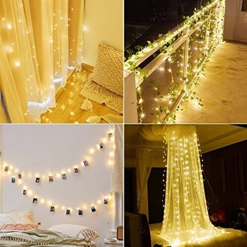 LED fairy lights, light net, light curtain, Christmas decoration, outdoor party, warm white 