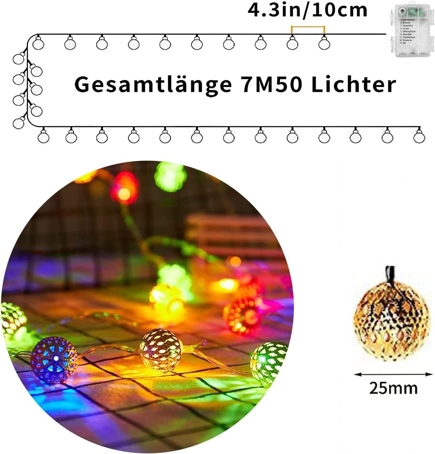Ball LED 30 light chain lighting garden indoor party outdoor decor new 