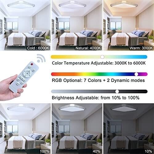 RGB LED DECKENLEUCHTE DIMMBAR DECKENLAMPE STERNENHIMMEL WOHNZIMMER FERNBEDIENUNG