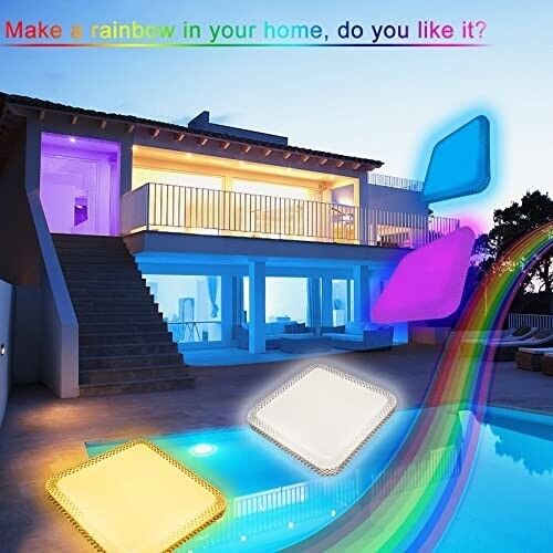 RGB LED DECKENLEUCHTE DIMMBAR DECKENLAMPE STERNENHIMMEL WOHNZIMMER FERNBEDIENUNG