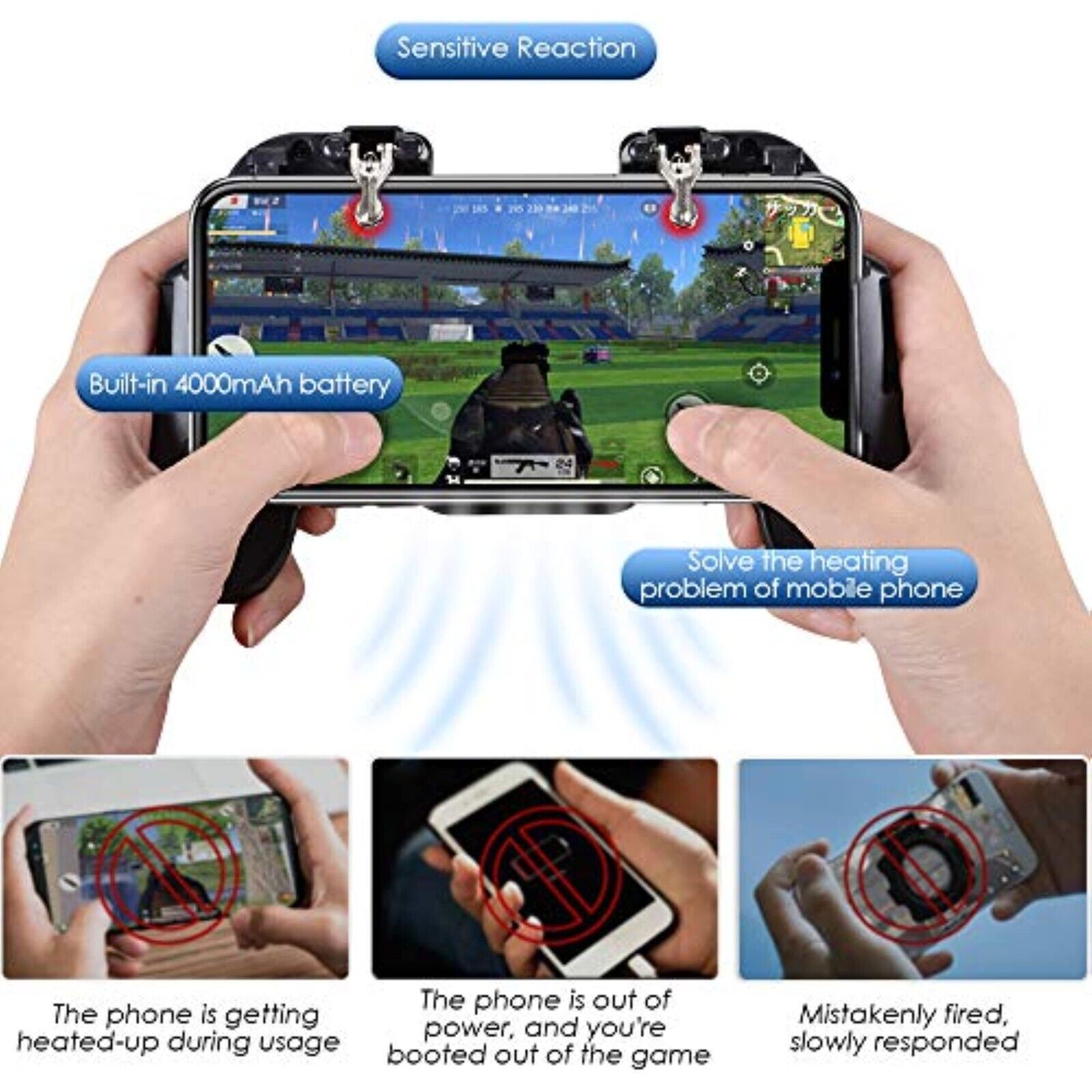 PUBG Mobile Phone Game Controller  mit 500mAh Power Bank für Android/IOS