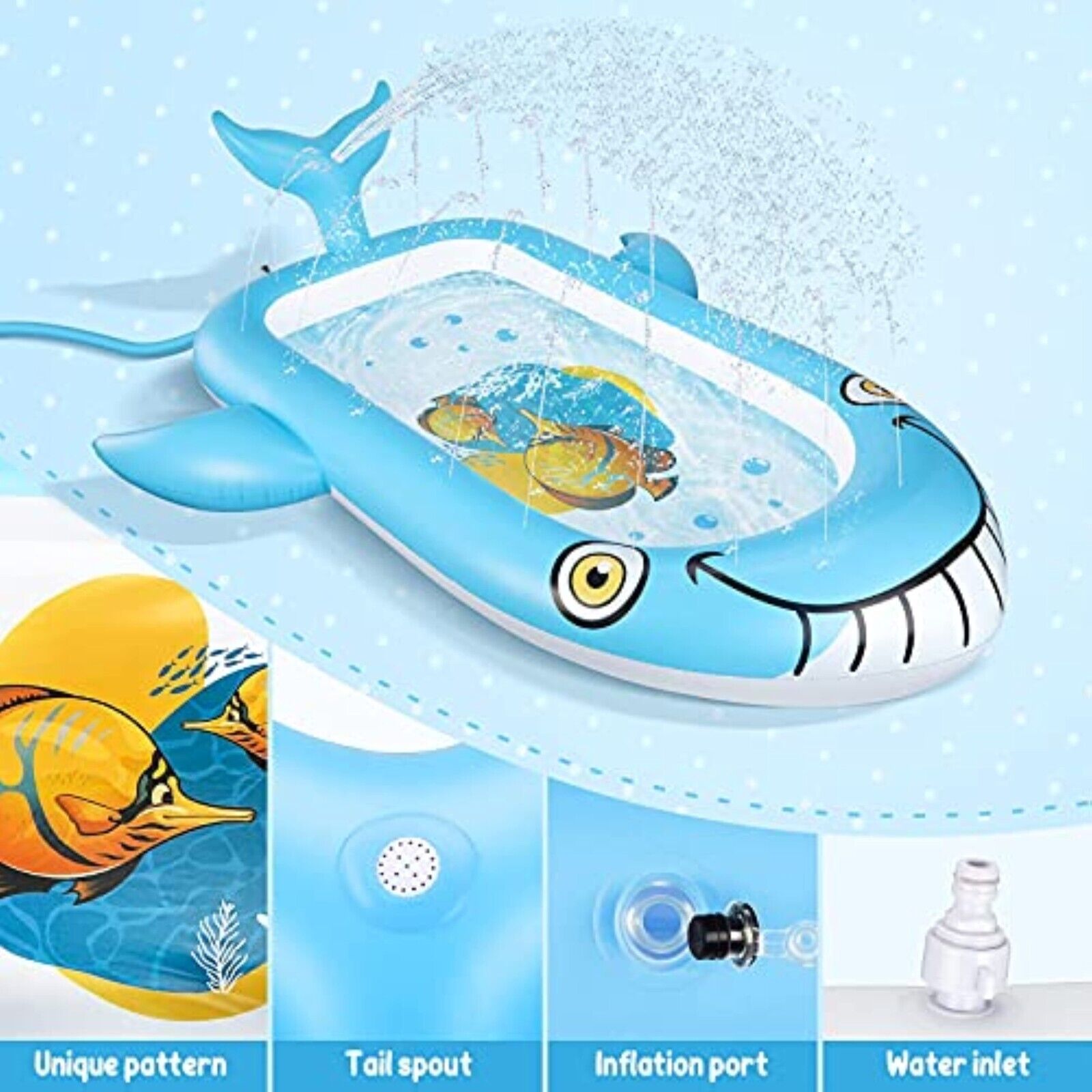 Splash Pad Sprinkler Water Play Mat Splash 2 in 1 Inflatable Baby Pool 178 