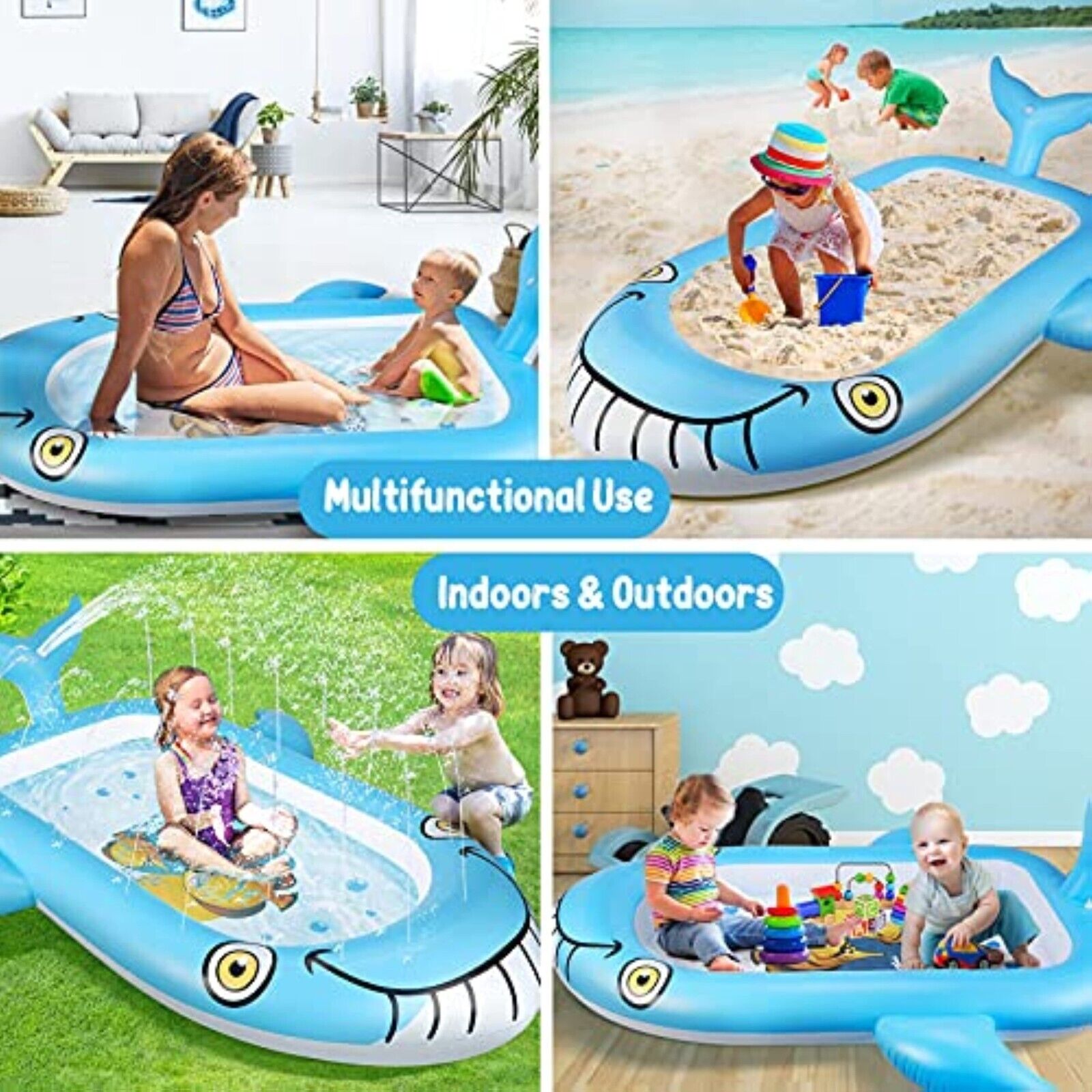 Splash Pad Sprinkler Water Play Mat Splash 2 in 1 Inflatable Baby Pool 178 