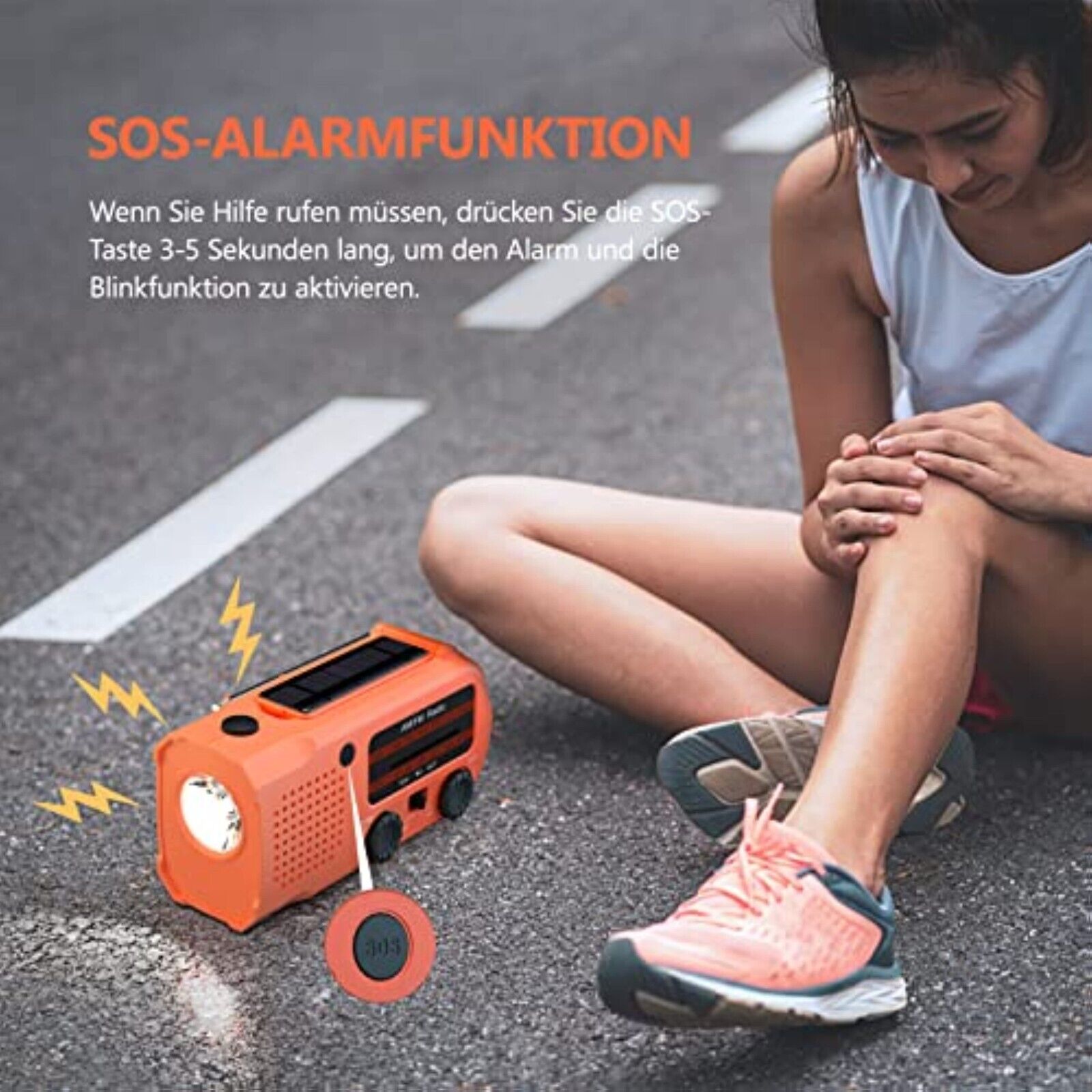 5000mAh Solar Handkurbel Handy Ladegerät Notfall Radio AM/FM LED Taschenlampe