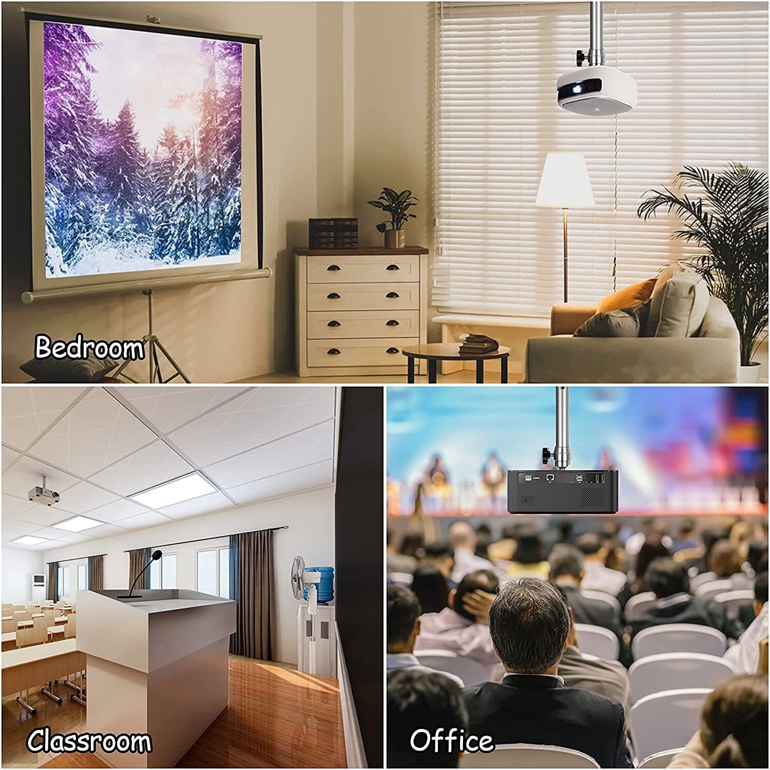 Beamer Projektor 2 stück Deckenhalterung 360°ausziehbar Wandhalterung Projektor