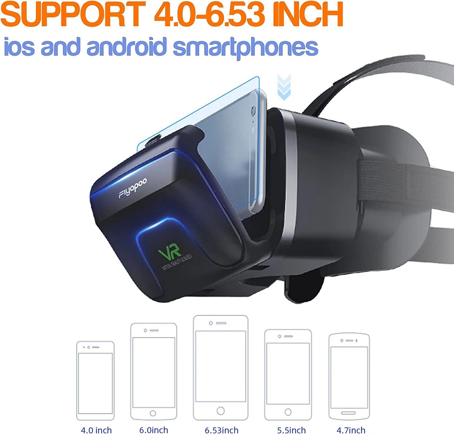 VR glasses with headphones Virtual Reality Headset suitable for 3D VR FIYAPOO 