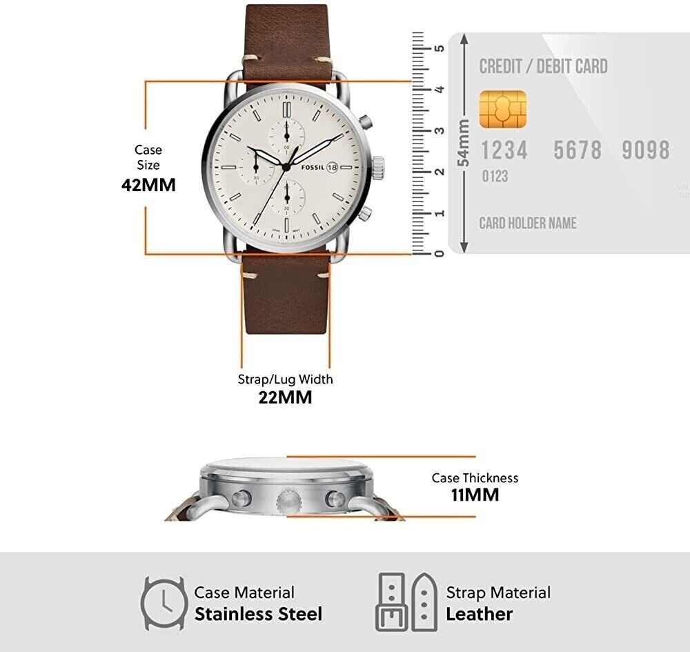 Fossil Men's Analog Quartz Watch with Leather Strap Men's Quartz Movement Wristwatches** 