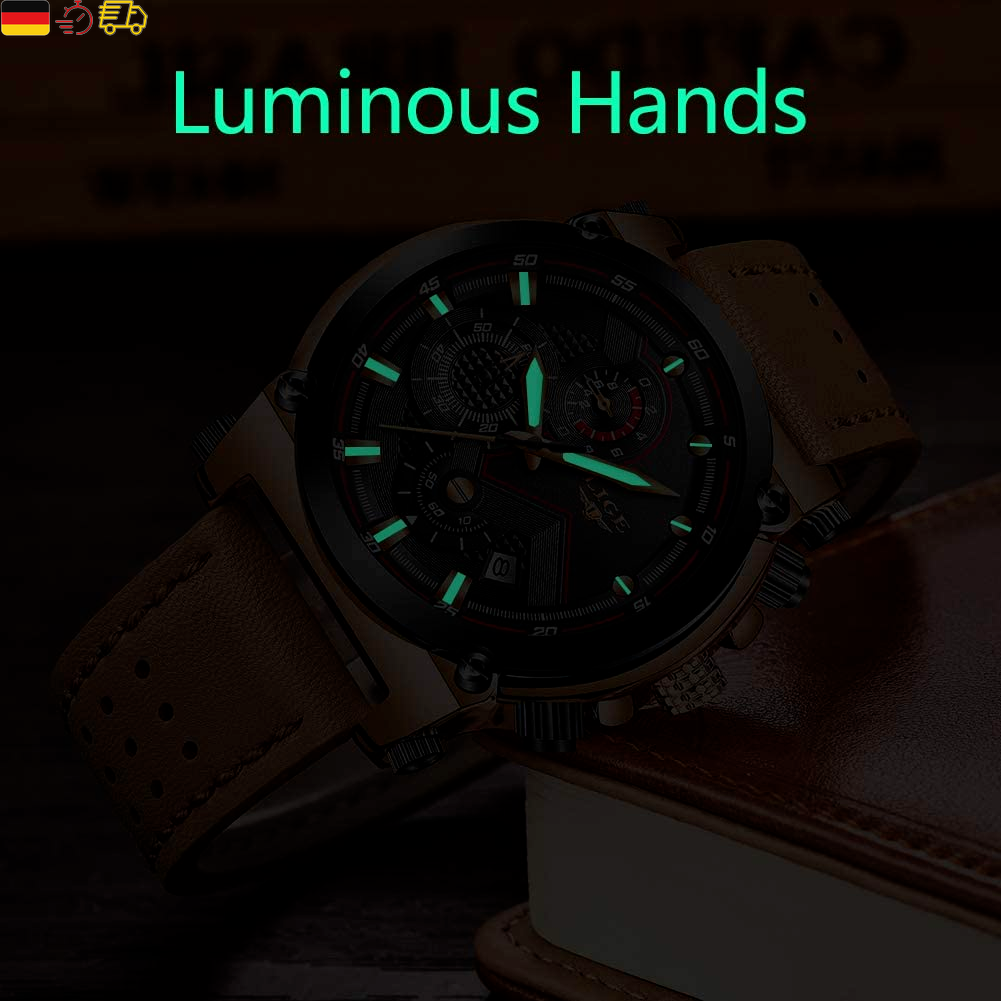 LIGE Men's Watches Fashion Golden Watches Men Business Classic Black Leather Auto 