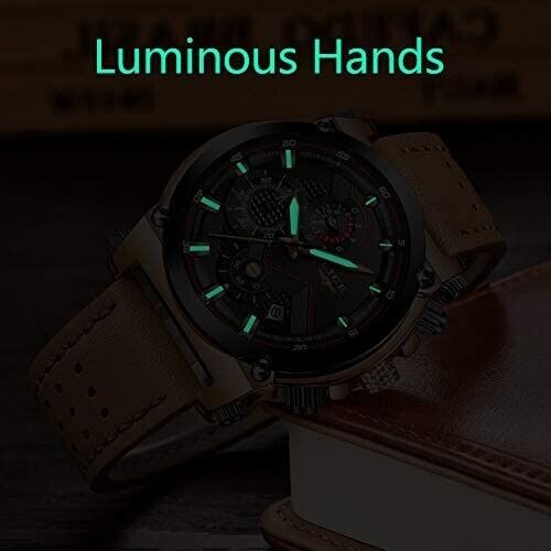 LIGE Men's Watch Stainless Steel Leather Strap Fashion Classic Automatic Date 