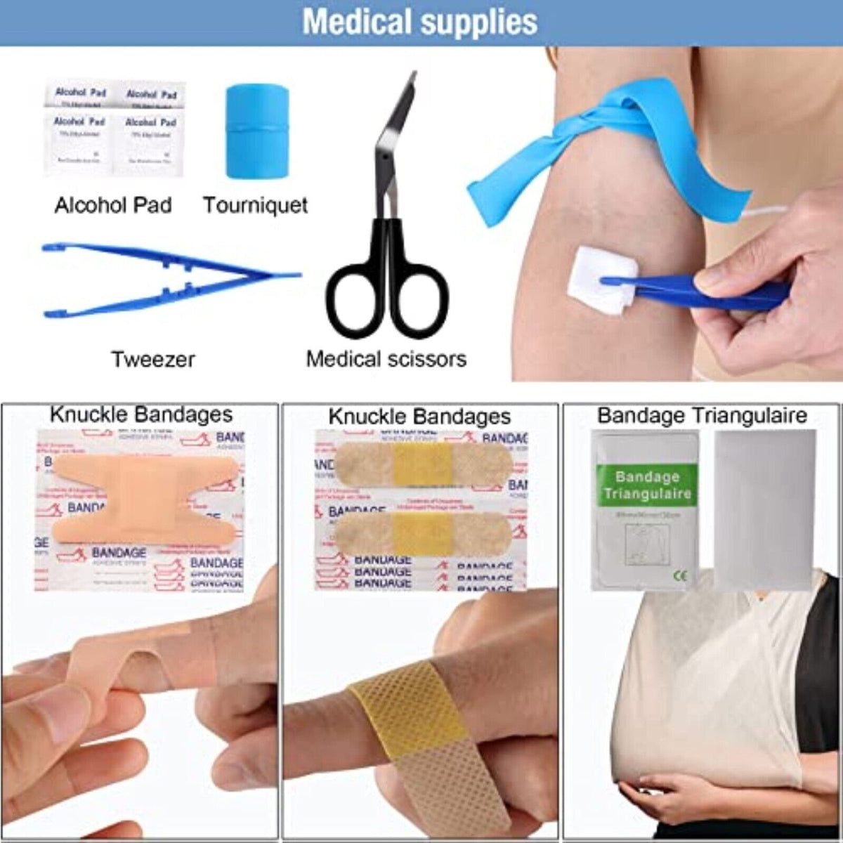 EHBO-set Voor Buiten – 48 Stuks, Compact En Compleet, Met CAT Tourniquet, Israëlische Bandage, Spalk En Alcoholtabletten