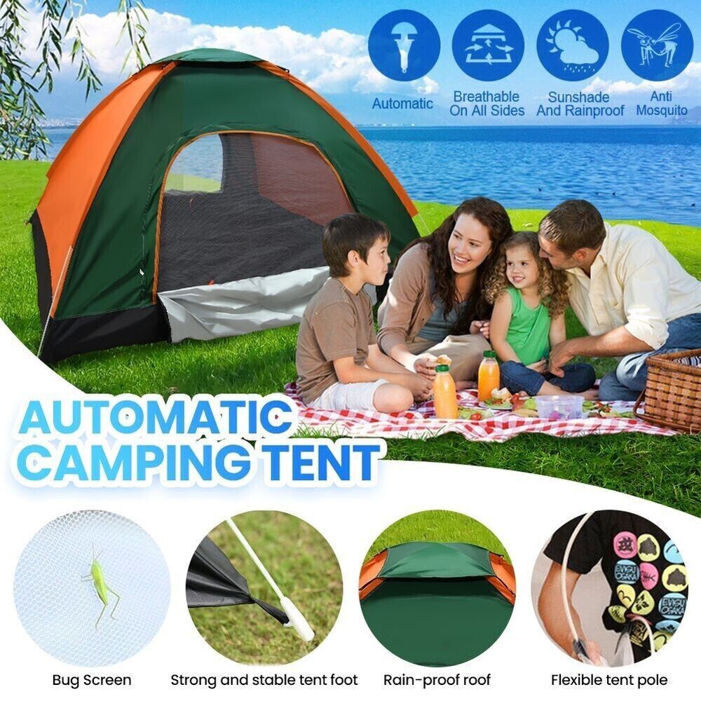 Camping Zelt 3-4 Personen Pop Up Kuppel Campingzelt,einfacher Aufbau Wurfzelt