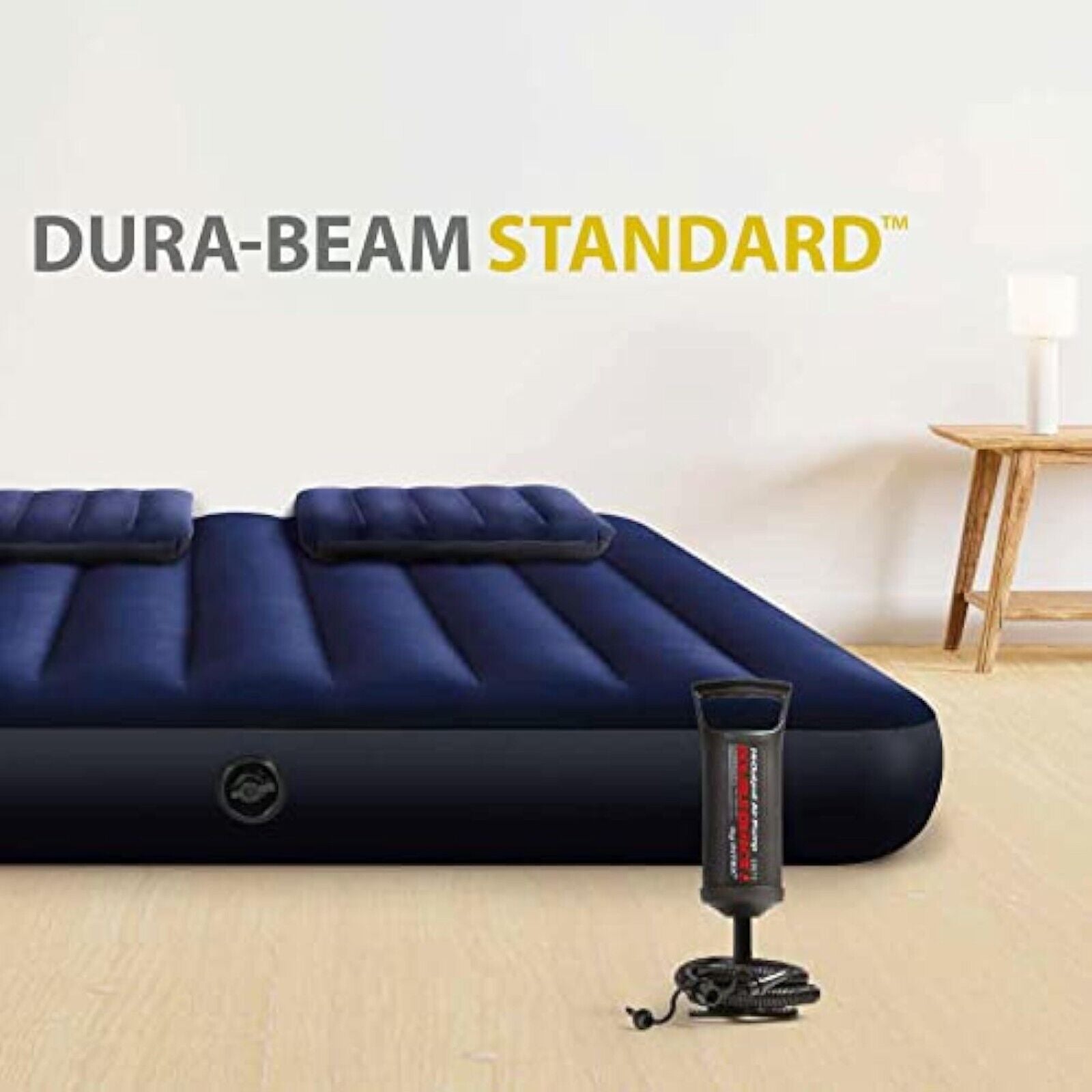 INTEX Queen Luftbett 203x152x25 cm – Gästebett mit Handpumpe und 2 Kis