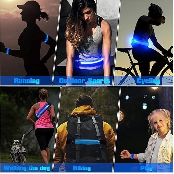 LED Running Cycling Reflective Armband Armlet Night Light Outdoor 