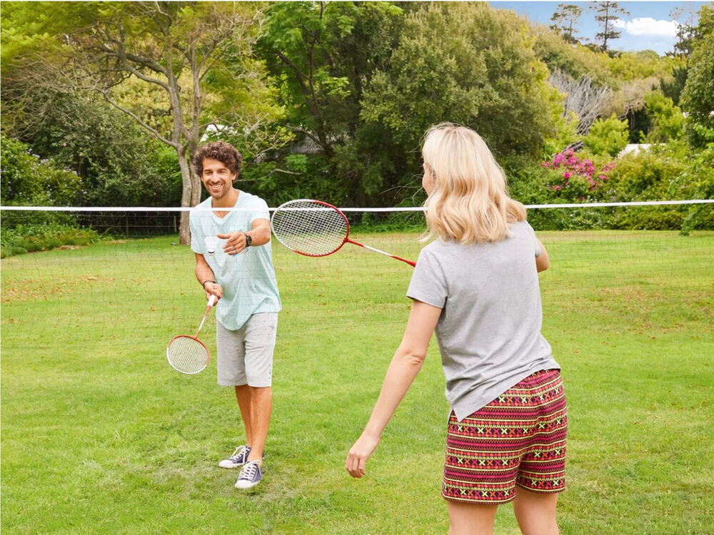 Crivit Badminton Komplett-Set für 4 Spieler Netz 4 Schläger 3 Bälle 6,2x0,6m NEU